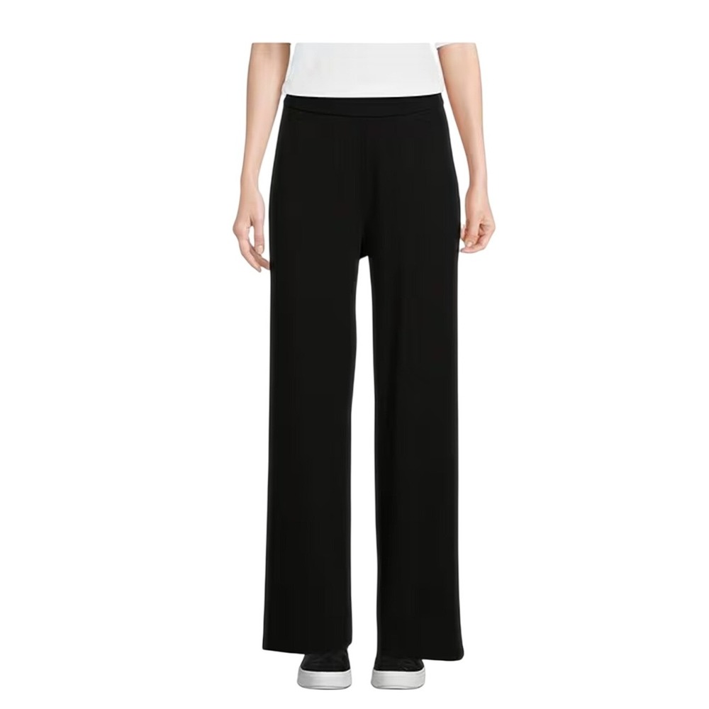 EILEEN FISHER‎ Tencil Black Wide Leg Knit Pants Women's L contemporary designer